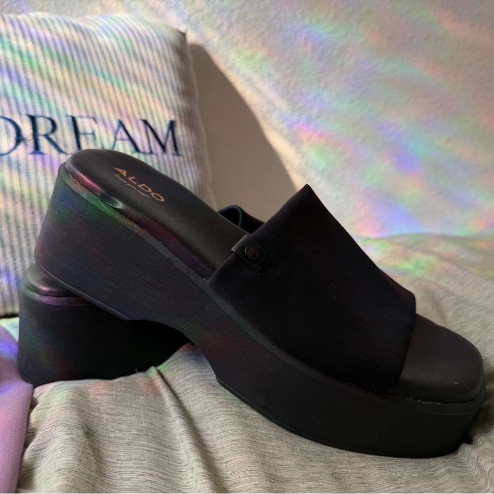Aldo Black Platform Mules y2k